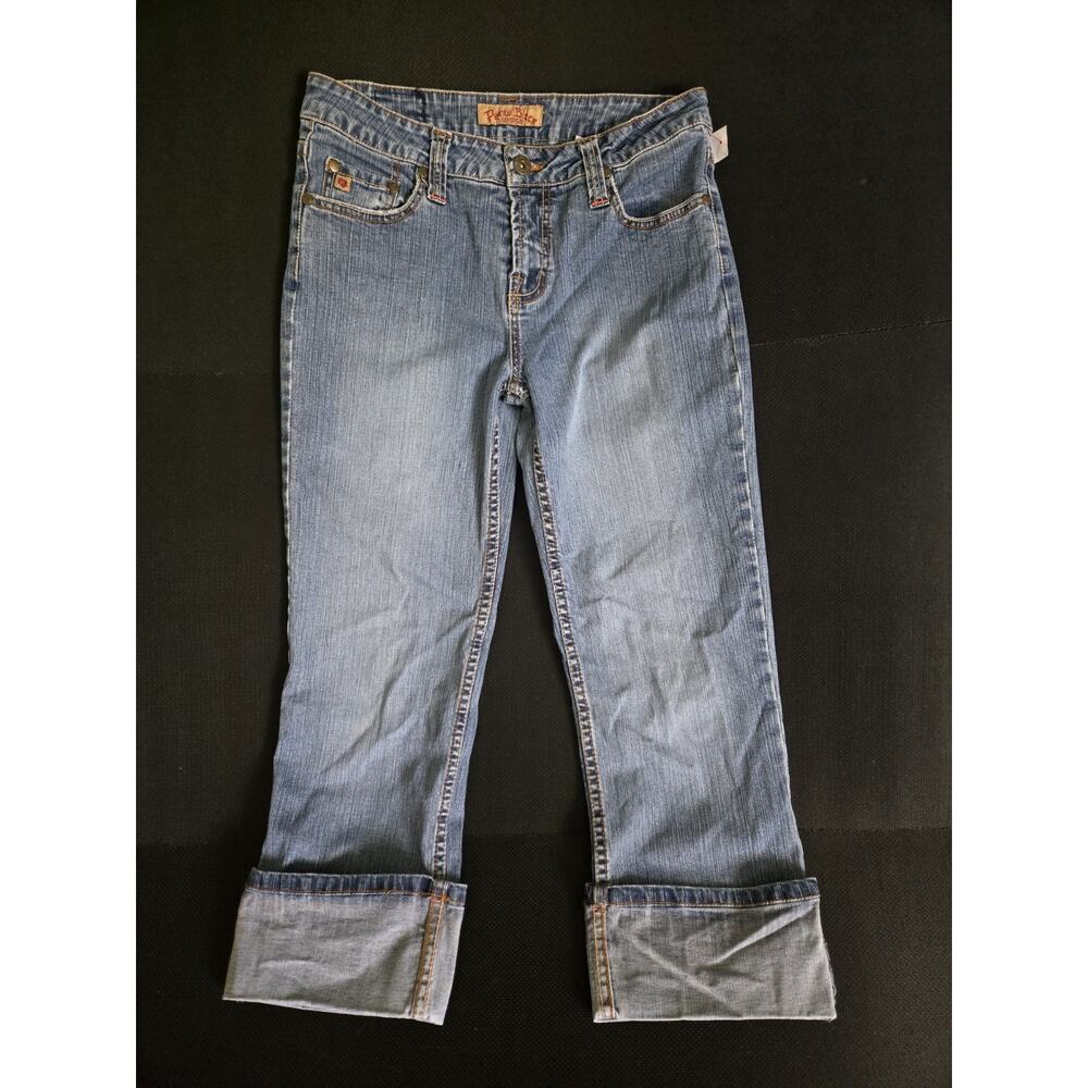 PARIS BLUES Women's Light Wash Denim Jeans Straight Leg Rise Cropped SZ 7, 28x21 - Picture 1 of 16